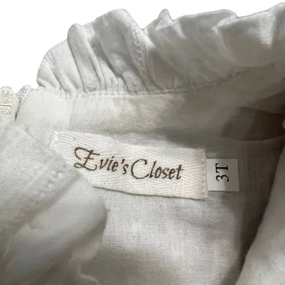 Evie's Closet 3T “The Eyelet Dress” Linen - Lace - Swiss Dot - Picture 7 of 7